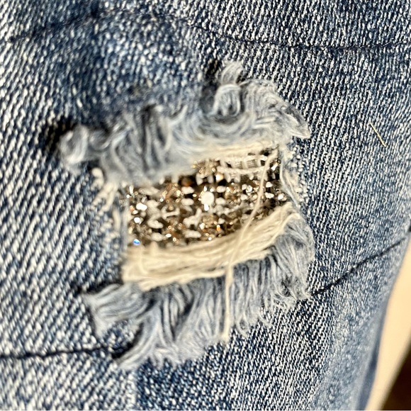Allen B Allen Schwartz Women’s Embellished Distressed Denim Jeans Size 10 - Picture 5 of 11